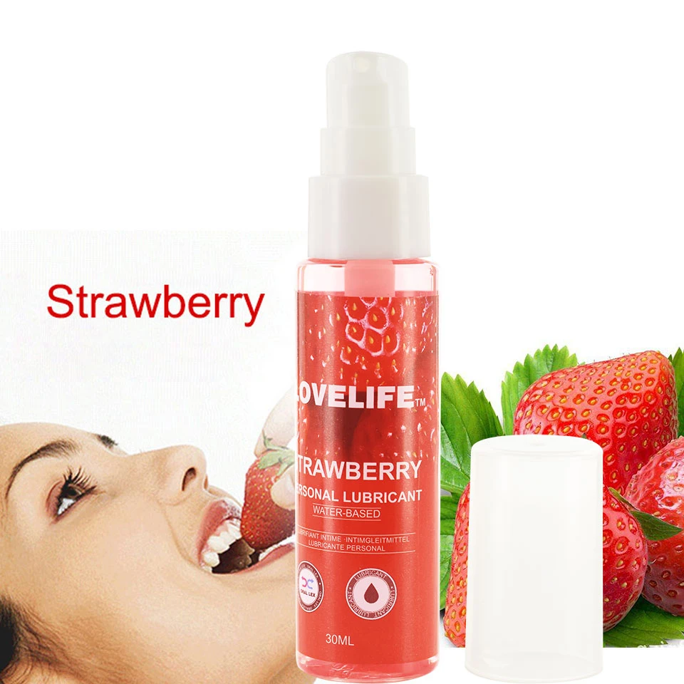 Edible Lubricant Strawberry Flavor for Sex Lube Water Vagina Orgasm Based Lubricant Oral Sex Anal Sex Oil Adult Body Massage Gel