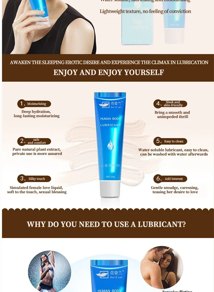 Silicon Based Lubricant Anal Grease for Sex Gel Vagina Lubrication Oil Based Lube 30ml Lubricante Sexual Silk Touch Gay Couples