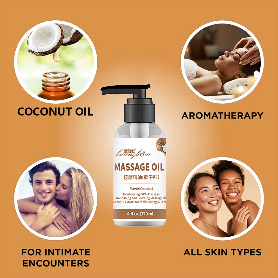 Coconut Massage Oil for Couples Relaxing Full Body Massage Oil for Date Night Massage Therapy Smooth Gliding Formula Valentines
