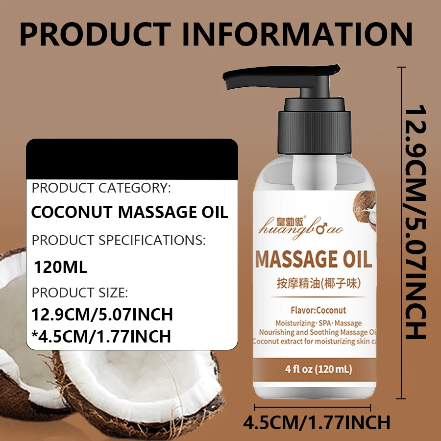 Coconut Massage Oil for Couples Relaxing Full Body Massage Oil for Date Night Massage Therapy Smooth Gliding Formula Valentines