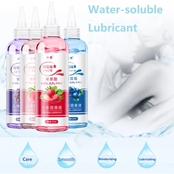 Fruit Strawberry Flavor Hyaluronic Acid Lubricant 200ml Water-Soluble Lubricating Oil Sex Toys for Adults Sex Couples Sexshop
