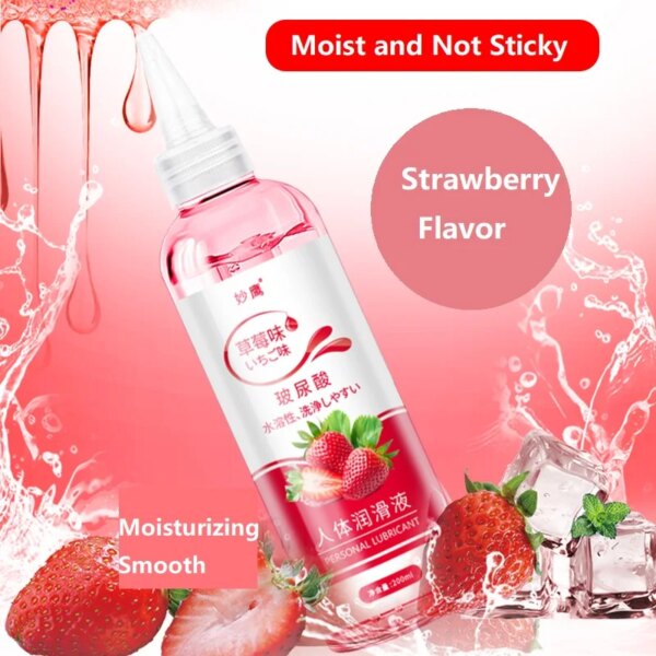 Fruit Strawberry Flavor Hyaluronic Acid Lubricant 200ml Water-Soluble Lubricating Oil Sex Toys for Adults Sex Couples Sexshop