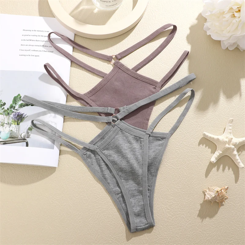1PCS Women Sexy Cotton Panties Two Belts Hollow Out G-String Thongs Breathable Underwear for Female Solid Color Lingerie S-XL 1PCS Women Sexy Cotton Panties Two Belts Hollow Out G-String Thongs Breathable Underwear for Female Solid Color Lingerie S-XL