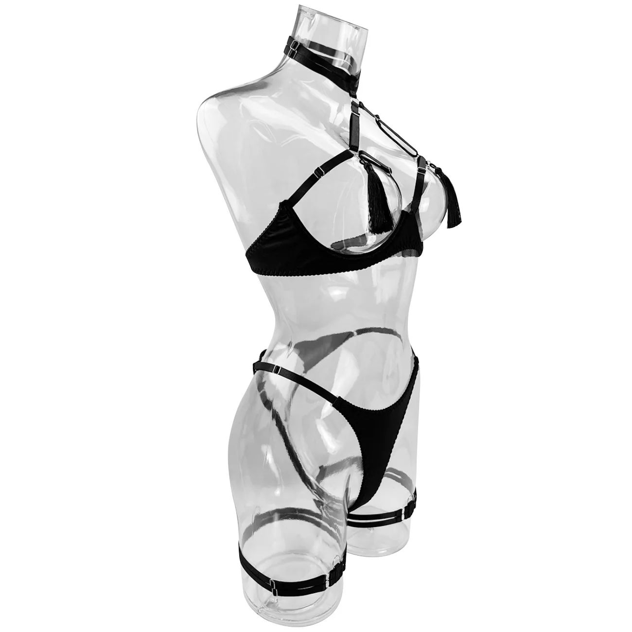 Yimunancy Tassel Lingerie Set Women Halter Cut Out Sexy Erotic Set Red/Black Back Open Brief Kit Yimunancy Tassel Lingerie Set Women Halter Cut Out Sexy Erotic Set Red/Black Back Open Brief Kit