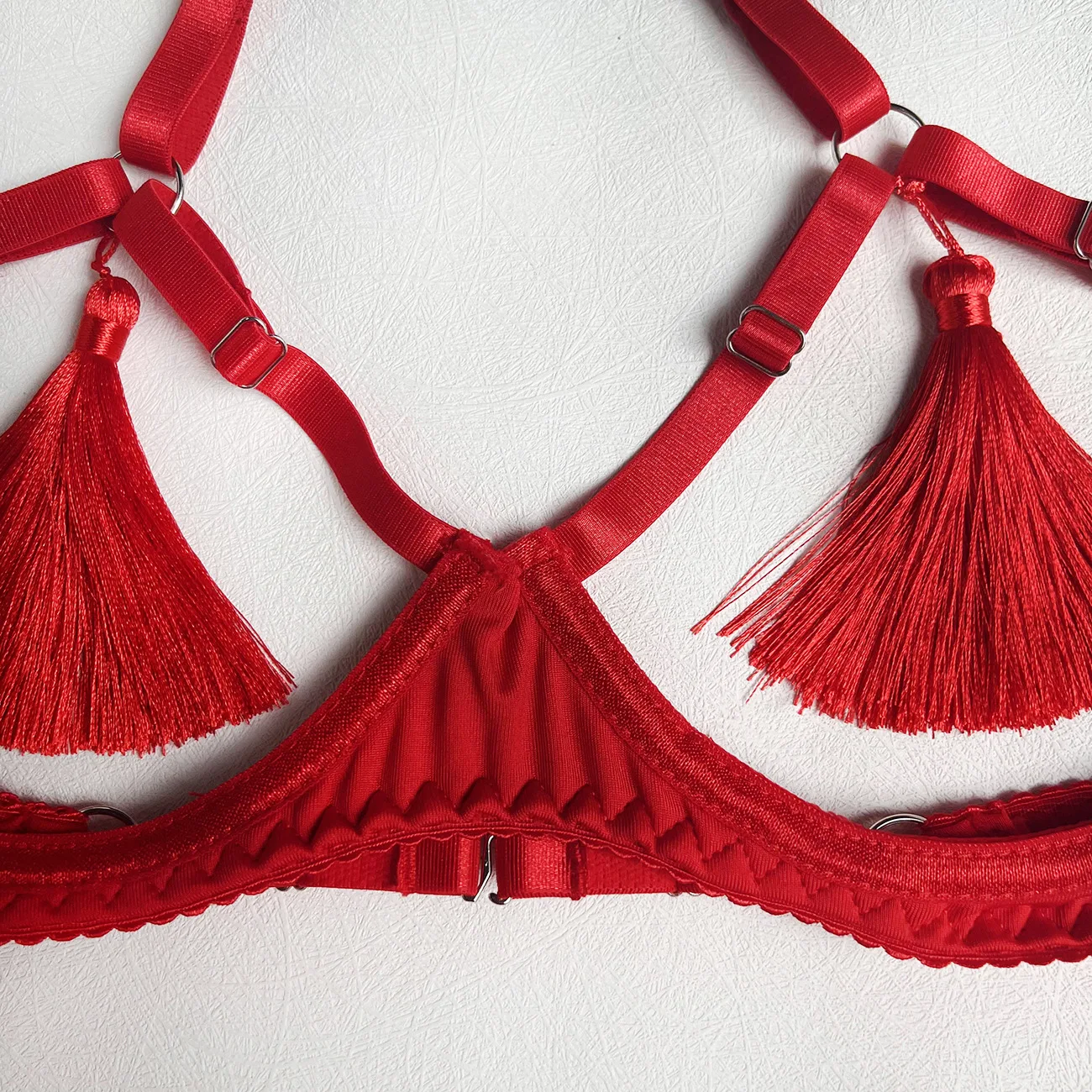 Yimunancy Tassel Lingerie Set Women Halter Cut Out Sexy Erotic Set Red/Black Back Open Brief Kit Yimunancy Tassel Lingerie Set Women Halter Cut Out Sexy Erotic Set Red/Black Back Open Brief Kit