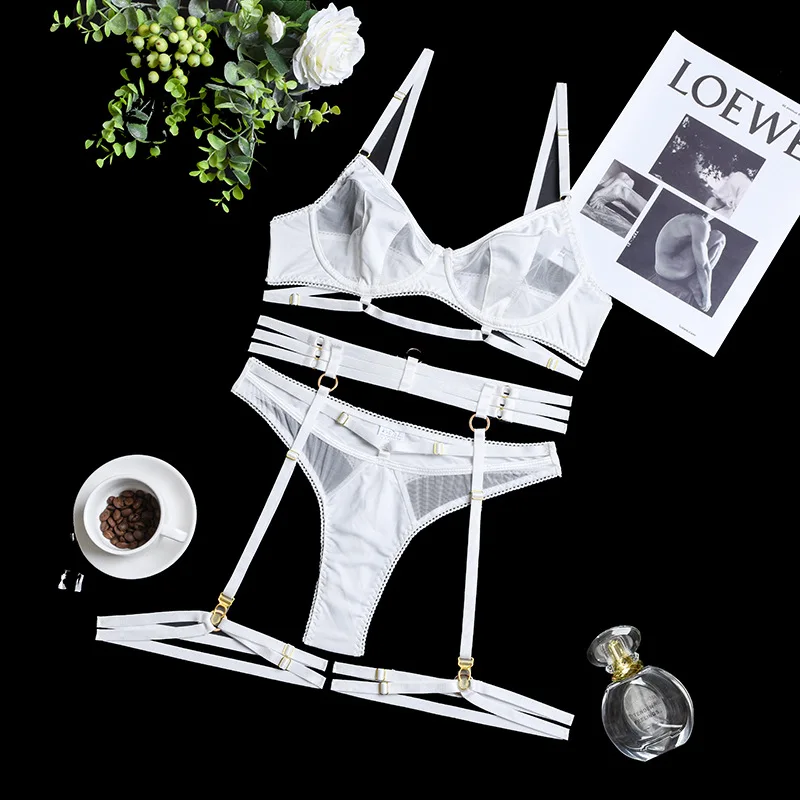 Yimunancy 3-Piece Black Bra Set Women Patchwork See Through Mesh Lingerie Set Ladies Sexy Panty Underwear Set Yimunancy 3-Piece Black Bra Set Women Patchwork See Through Mesh Lingerie Set Ladies Sexy Panty Underwear Set