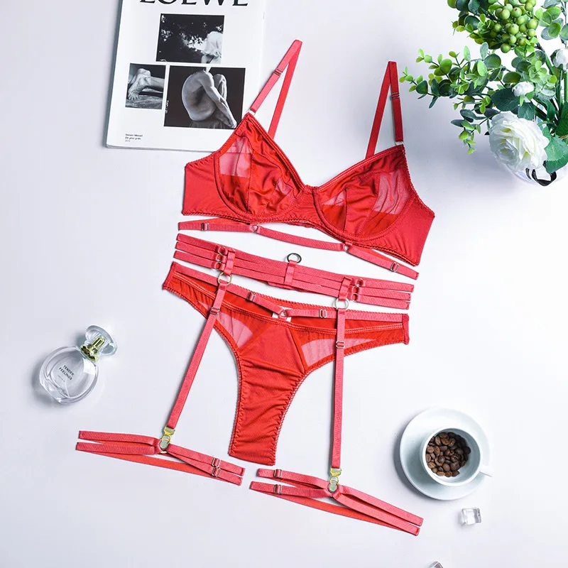Yimunancy 3-Piece Black Bra Set Women Patchwork See Through Mesh Lingerie Set Ladies Sexy Panty Underwear Set Yimunancy 3-Piece Black Bra Set Women Patchwork See Through Mesh Lingerie Set Ladies Sexy Panty Underwear Set
