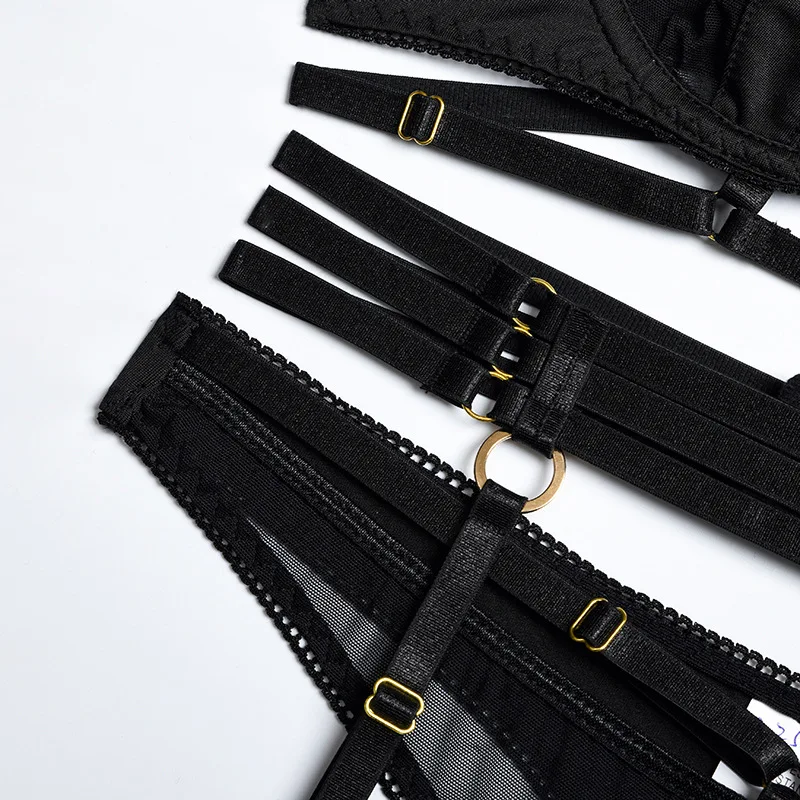 Yimunancy 3-Piece Black Bra Set Women Patchwork See Through Mesh Lingerie Set Ladies Sexy Panty Underwear Set Yimunancy 3-Piece Black Bra Set Women Patchwork See Through Mesh Lingerie Set Ladies Sexy Panty Underwear Set