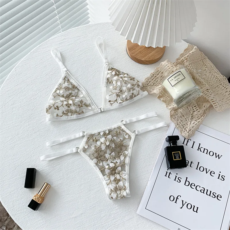 Women Lace Bra Sets Seamless Underwear Backless Vest Sexy Bralette Lingerie Ultrathin Bra & Brief Sets Female Dropshipping