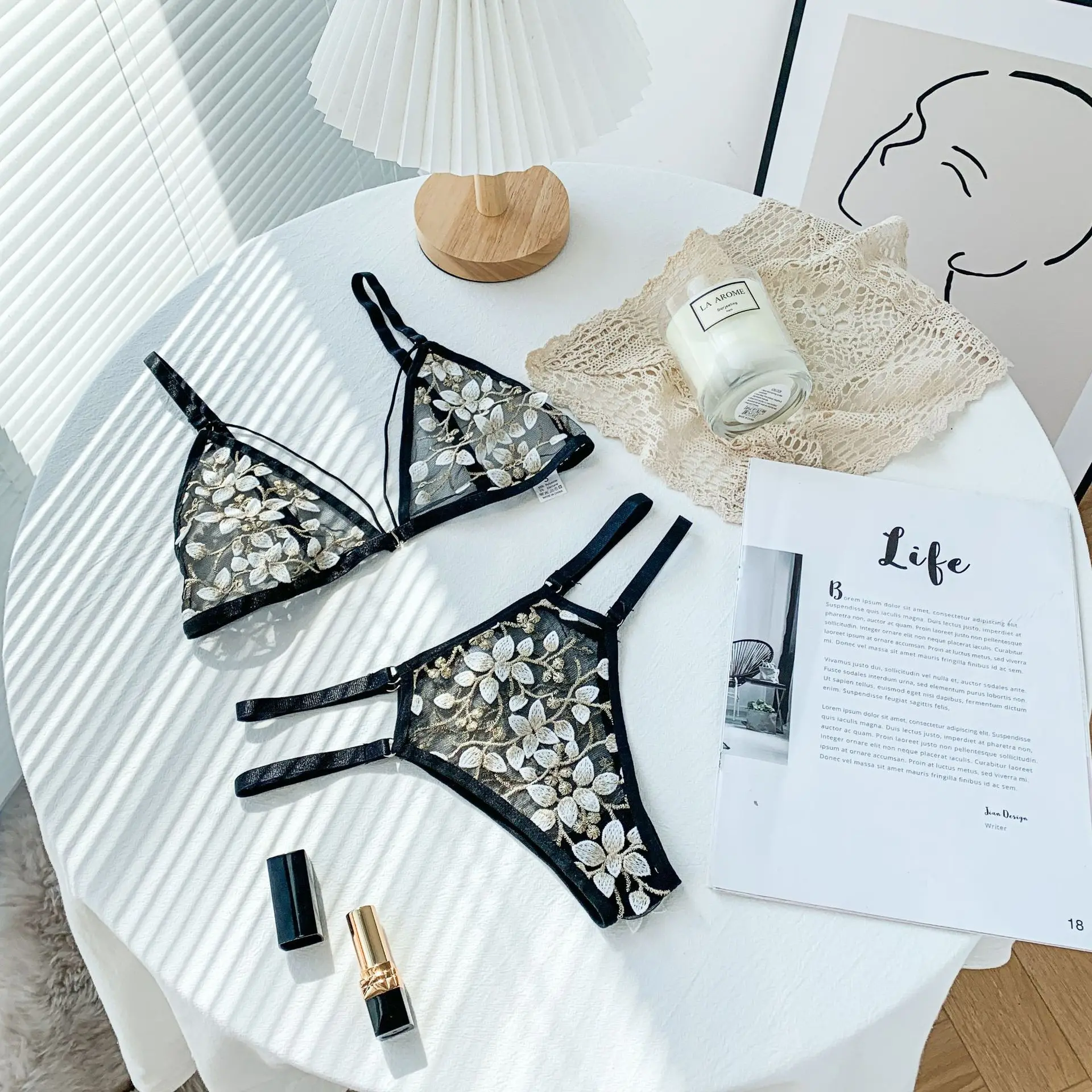 Women Lace Bra Sets Seamless Underwear Backless Vest Sexy Bralette Lingerie Ultrathin Bra & Brief Sets Female Dropshipping
