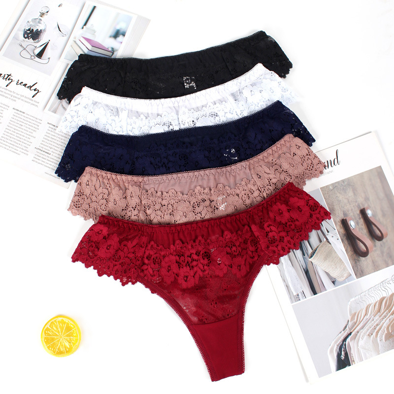 Lace Thong Women Lace Low Waist Panties Sexy Transparent Underwear Ladies Briefs Lingere Panty Underware Womens Lingerie