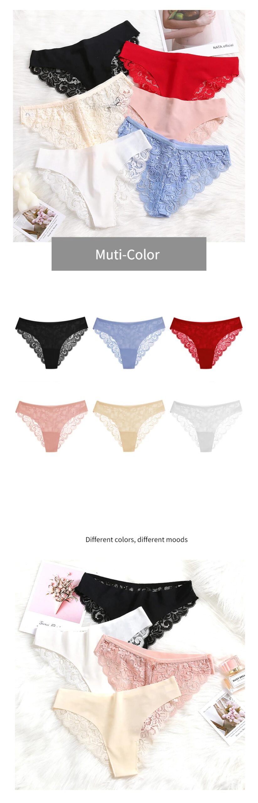 WarmSteps 3Pcs/Kit Women Underwear 3 Pieces Free Shipping Women's Lace Panties Sex Briefs Female Soft Ice Silk Lingerie Low Rise