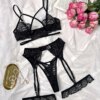 Fashion Personality New Onlyfan Steel Ring Bra Lace Mesh Sexy Cross Webbing Hollow Erotic Lingerie Waistband Hanging