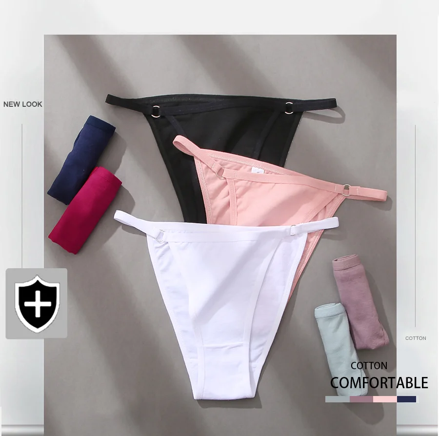 FINETOO 3Pcs/set Women's Cotton Panties Low Waist Bikini Briefs M-2XL Ladies Underwear Female Soft Solid Underpants Lingerie New