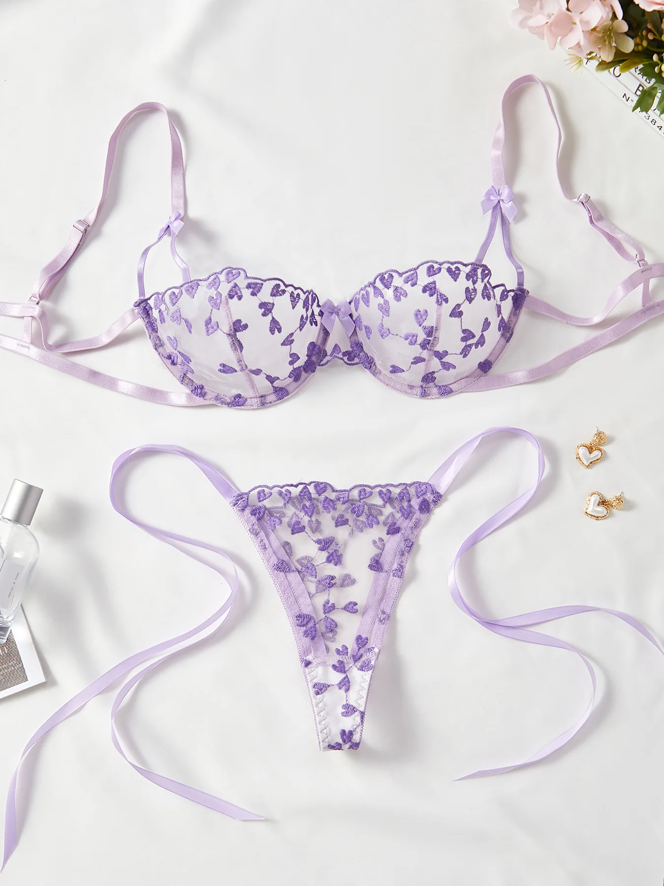 Ellolace Sexy Lingerie For Fine Women Heart-Shaped Embroidery Fairy Exotic Sets Sensual Fantasy Lace Bilizna Onlyfans Outfits