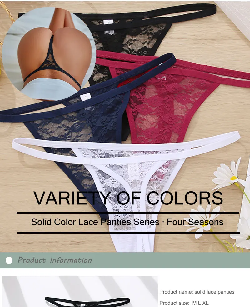 2Pcs/Set Sexy Women Lace Panties Low Waist G-String Underwear Solid Hollow Out Transparent Thong Female Soft Breathable Lingerie 2Pcs/Set Sexy Women Lace Panties Low Waist G-String Underwear Solid Hollow Out Transparent Thong Female Soft Breathable Lingerie