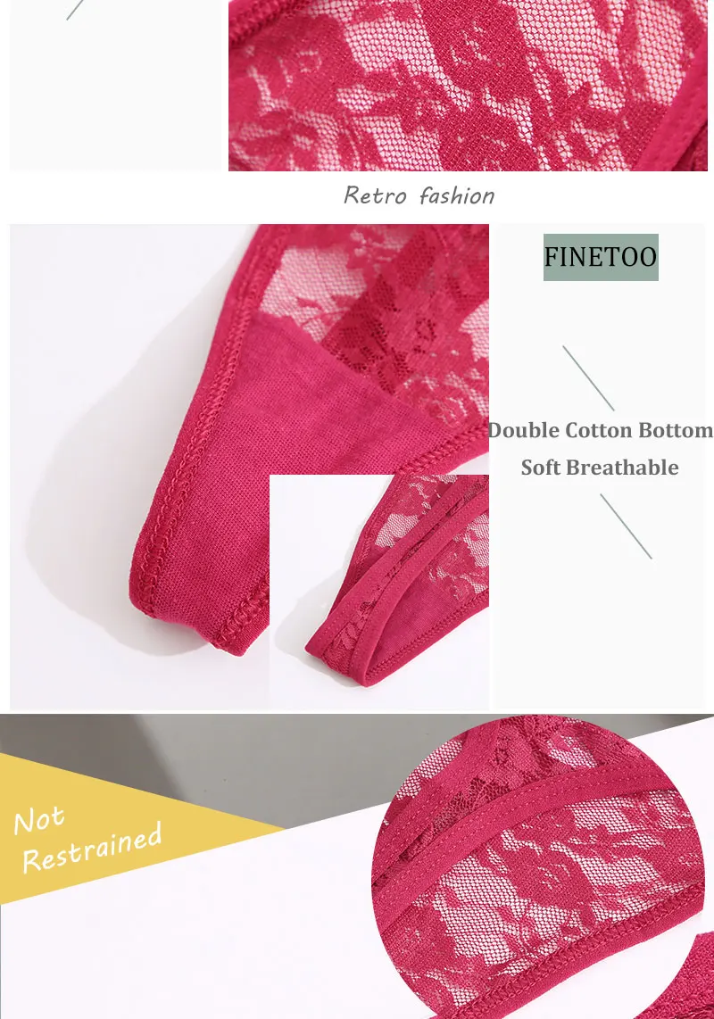 2Pcs/Set Sexy Women Lace Panties Low Waist G-String Underwear Solid Hollow Out Transparent Thong Female Soft Breathable Lingerie 2Pcs/Set Sexy Women Lace Panties Low Waist G-String Underwear Solid Hollow Out Transparent Thong Female Soft Breathable Lingerie