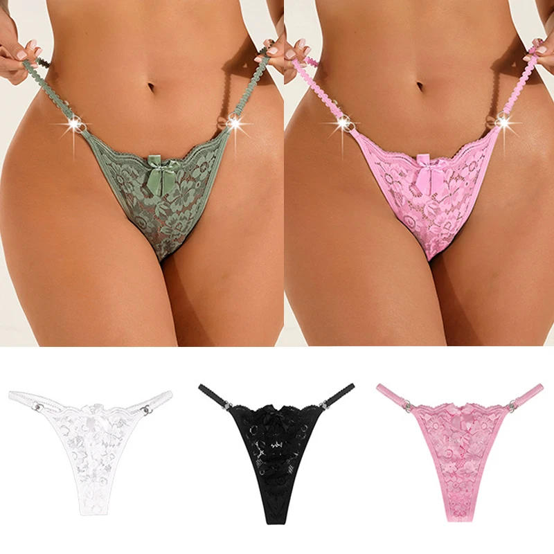 Sexy White Lace Thongs Lingerie for Women Cute Bow-knot String Invisible Femme G String Female Briefs Biquínis Girl Bragas Mujer
