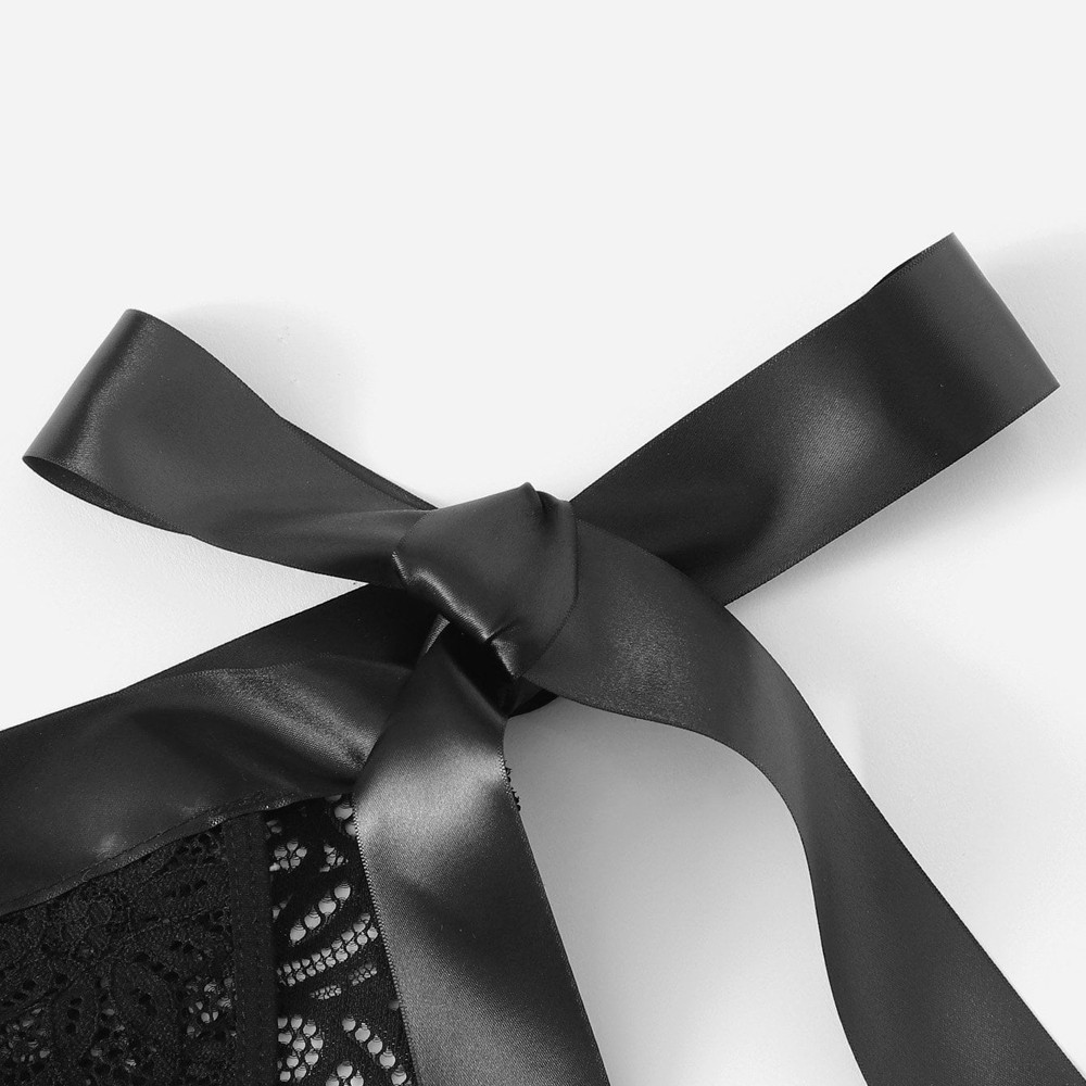 Women Bra Sexy Underpant Sets Scalloped Trim Tie Side Lace Bra Set Solid Color Lingerie Set Bow Embroidery Bra And Brief Sets