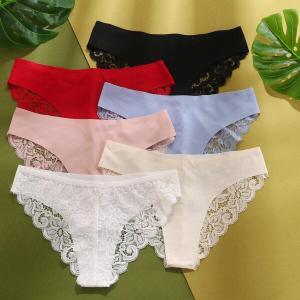 Sexy Lace Women's Panties Transparent Seamless Female Underwear Low-Waist Elasticity Briefs for Ladies Ice Silk Soft Lingerie