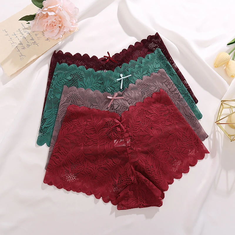 4PC Sexy Underwear Perspective Lace Women Panties Floral Solid Hollow Out Briefs Female Underpants Breathablle Women Lingerie 4PC Sexy Underwear Perspective Lace Women Panties Floral Solid Hollow Out Briefs Female Underpants Breathablle Women Lingerie