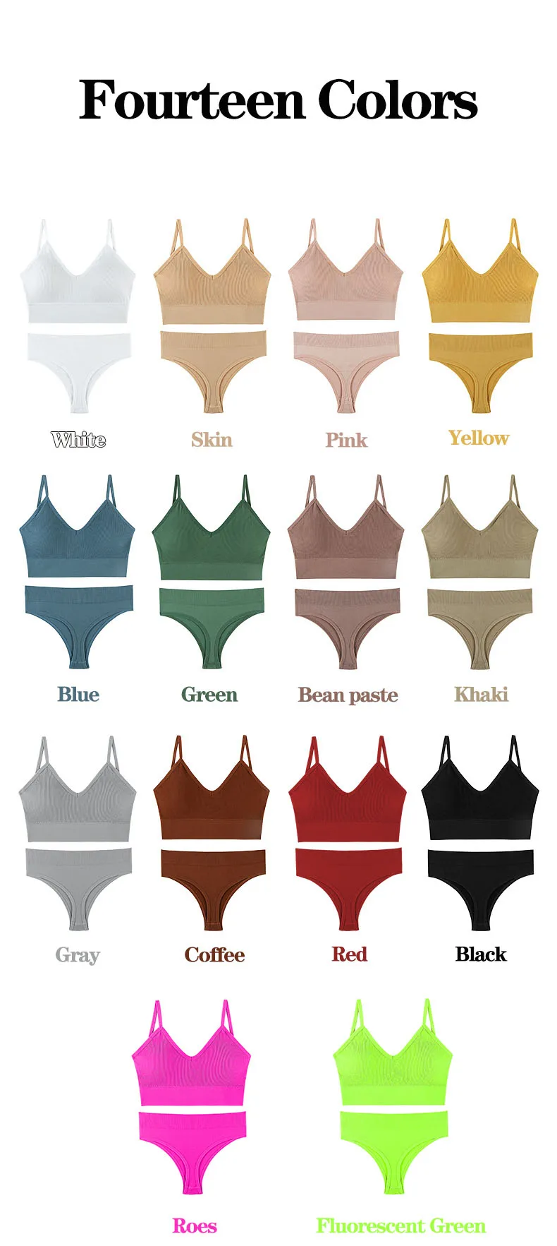 Women Seamless Bra Set Sexy Thong Low Waist Panties Sports Bralette Wire Free Lingerie Brassiere Cotton Female Underwear 2 Pcs