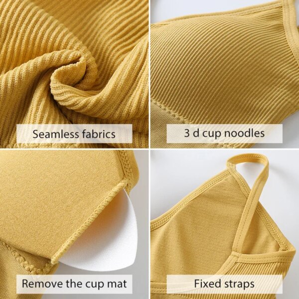 Women Seamless Bra Set Sexy Thong Low Waist Panties Sports Bralette Wire Free Lingerie Brassiere Cotton Female Underwear 2 Pcs