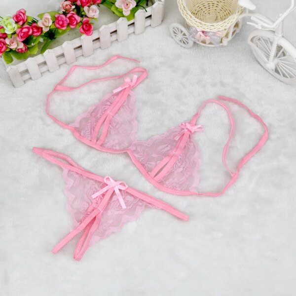 Lace Hollow Out Underwear Bra Set Sexy Lingerie Sex Sleepwear G-string Bra Suit Femme Lingerie Set Pajamas Erotic Clothing 2023
