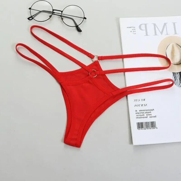 Thin Strap Hollow Panties Women Sexy G-String Soft Lingerie Low Rise Thong Breathable Female Underwear Solid Color Briefs