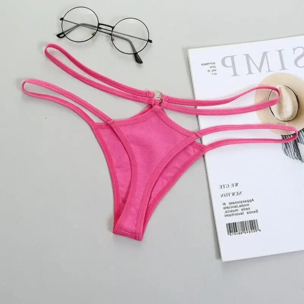 Thin Strap Hollow Panties Women Sexy G-String Soft Lingerie Low Rise Thong Breathable Female Underwear Solid Color Briefs