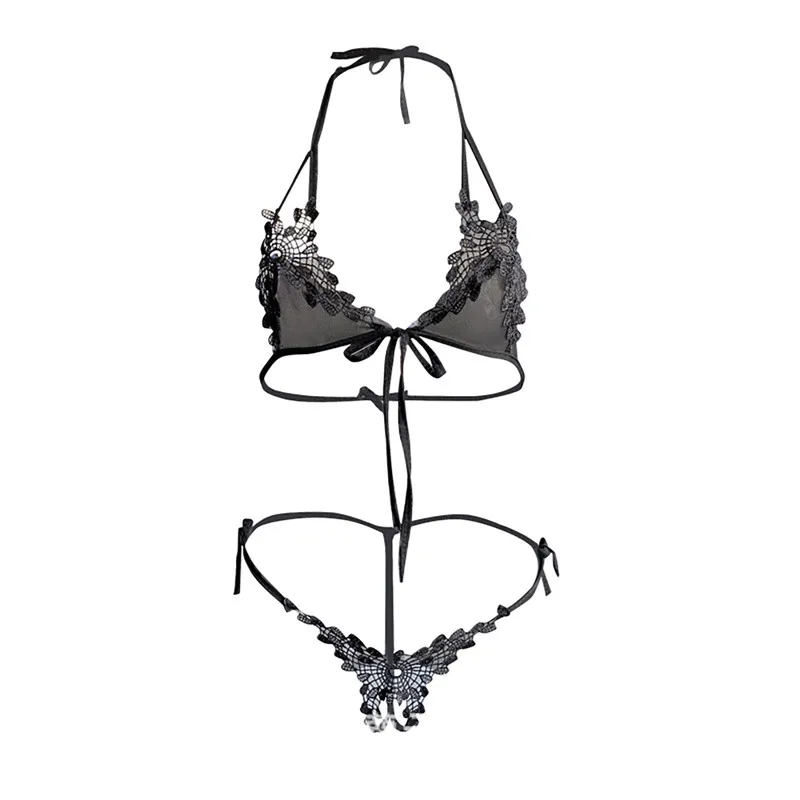 2023 New Sexy Lingerie Fancy Porn Bra Set Woman 2 Pieces Transparent Women's Lace Panties Erotic Beautiful Bra And Thong Set