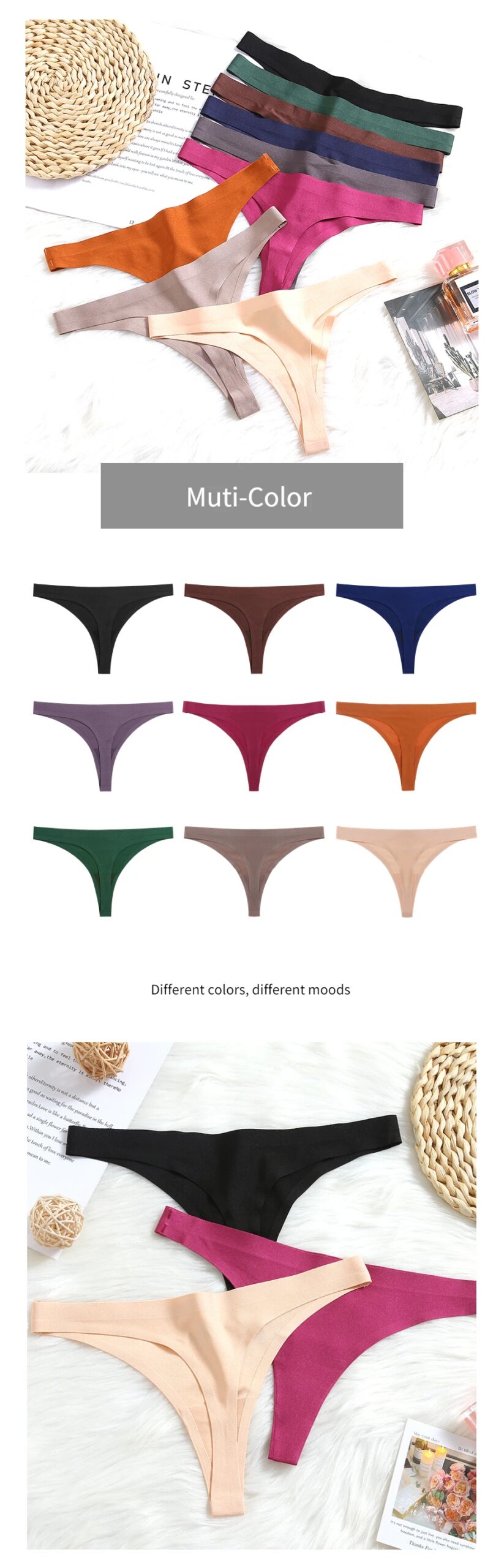 WarmSteps M-XXXL Plus Large Size Panties for Woman Seamless Underwear Female G-string Thongs Slip Ice Silk Lingerie Mujer Tangas