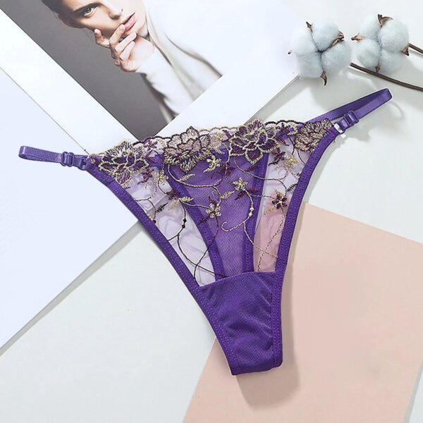 2023 New Womens Sexy T-Back Thongs G-Strings Mesh Sheer Panties T Pants Lingerie Low Waist See-Through Underpants Lenceria