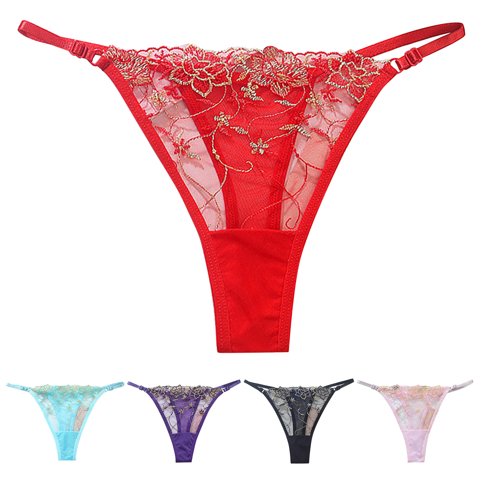 2023 New Womens Sexy T-Back Thongs G-Strings Mesh Sheer Panties T Pants Lingerie Low Waist See-Through Underpants Lenceria