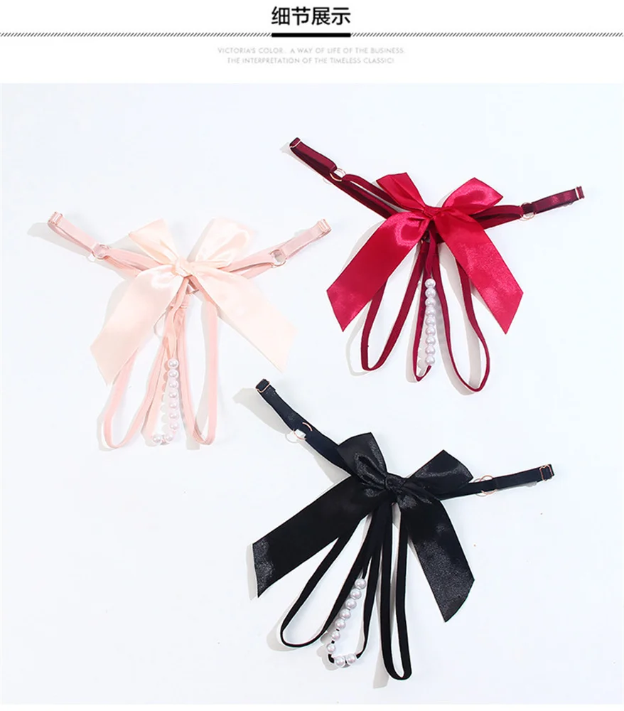 Black Thongs Women's Panties 1PC Sexy Bow Beading Lingerie Female Underwear Low Waist G-string Ladies трусы женские Bragas Mujer