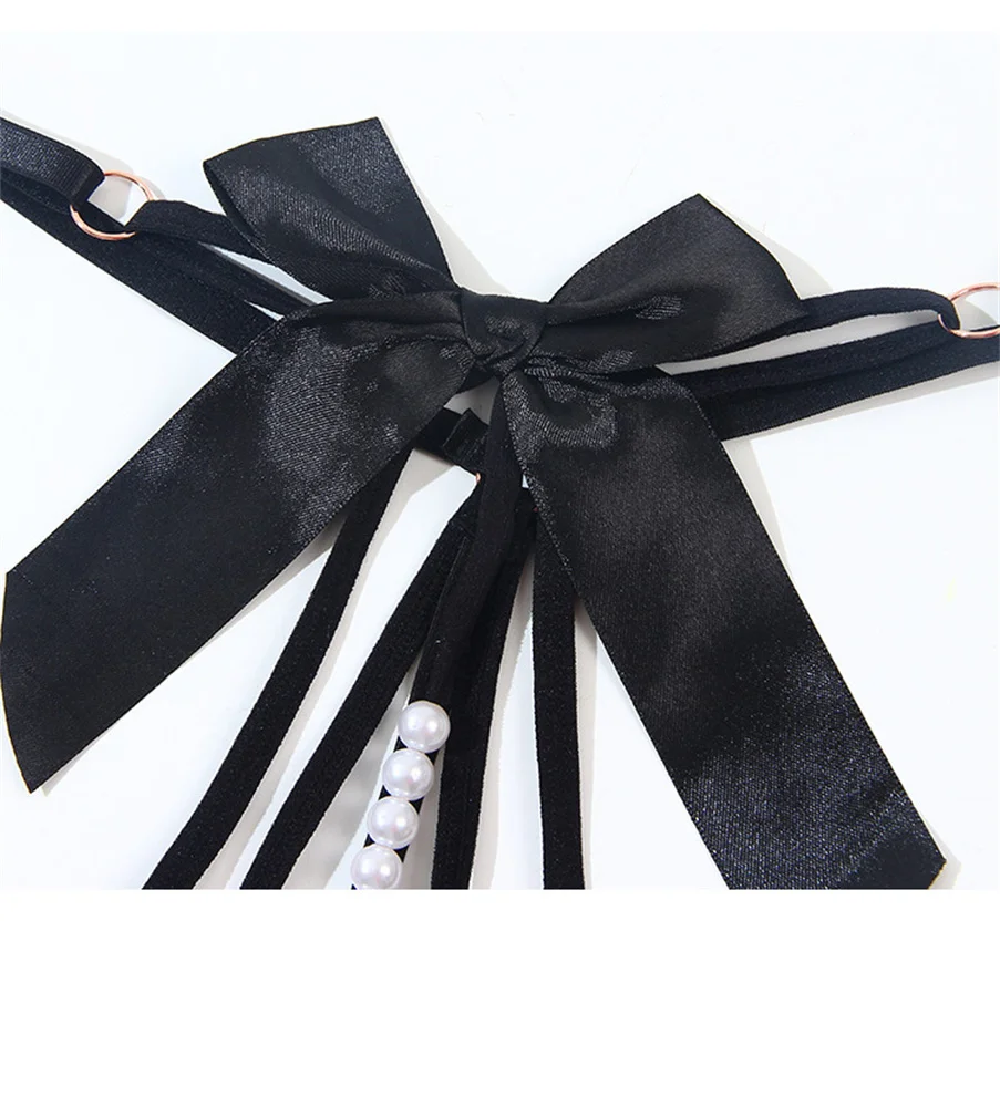 Black Thongs Women's Panties 1PC Sexy Bow Beading Lingerie Female Underwear Low Waist G-string Ladies трусы женские Bragas Mujer