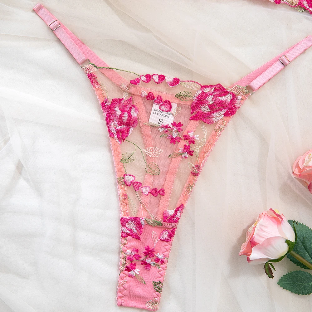 Yimunancy Floral Embroidery Lingerie Set Women Boho Intimates Sensual Sexy 2-Piece Bra + Panty Underwear Set Yimunancy Floral Embroidery Lingerie Set Women Boho Intimates Sensual Sexy 2-Piece Bra + Panty Underwear Set
