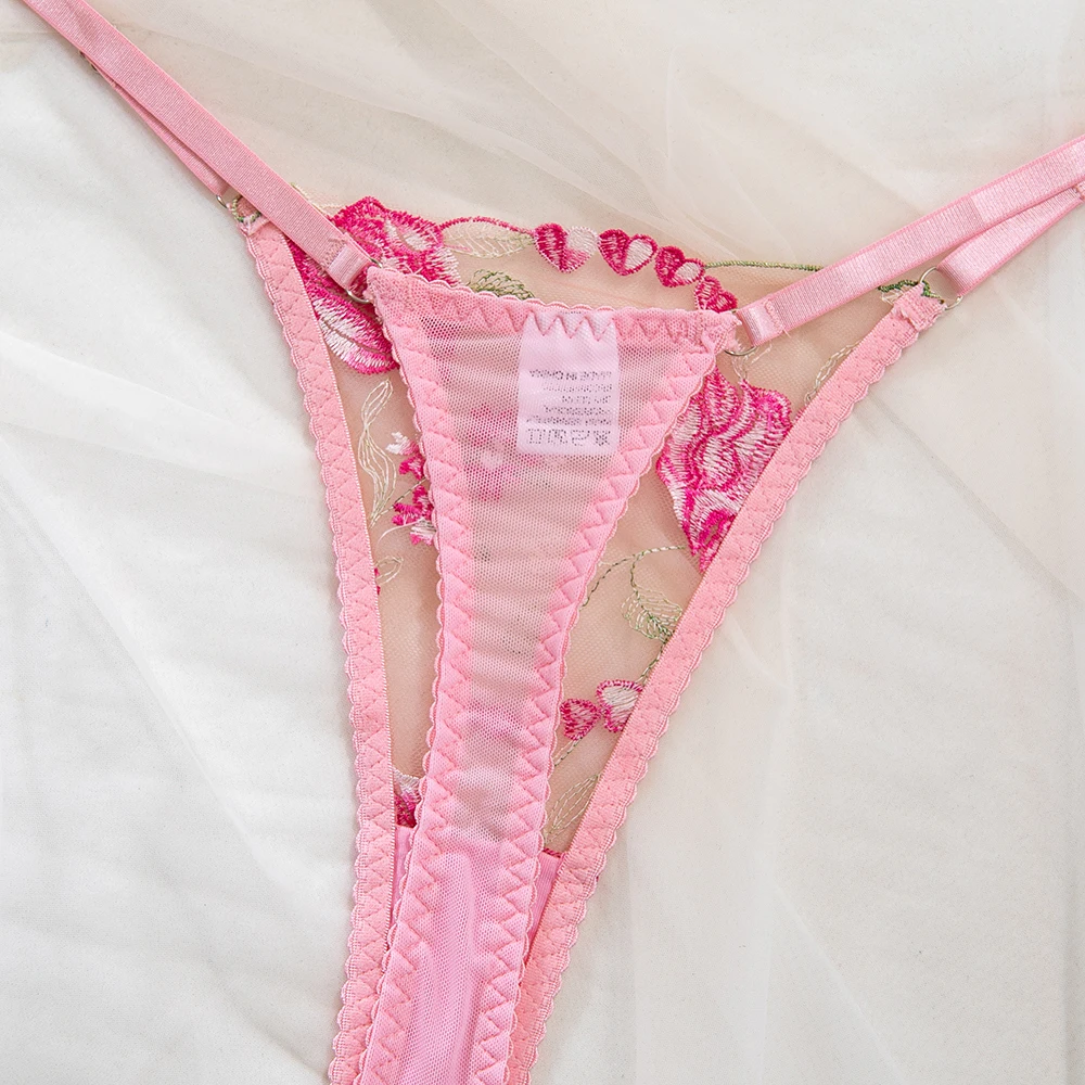 Yimunancy Floral Embroidery Lingerie Set Women Boho Intimates Sensual Sexy 2-Piece Bra + Panty Underwear Set Yimunancy Floral Embroidery Lingerie Set Women Boho Intimates Sensual Sexy 2-Piece Bra + Panty Underwear Set