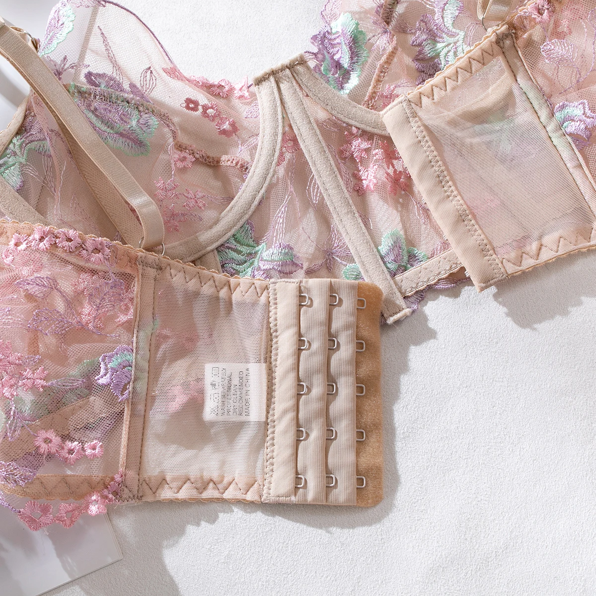 Yimunancy Floral Embroidery Lingerie Set Women Boho Intimates Sensual Sexy 2-Piece Bra + Panty Underwear Set Yimunancy Floral Embroidery Lingerie Set Women Boho Intimates Sensual Sexy 2-Piece Bra + Panty Underwear Set