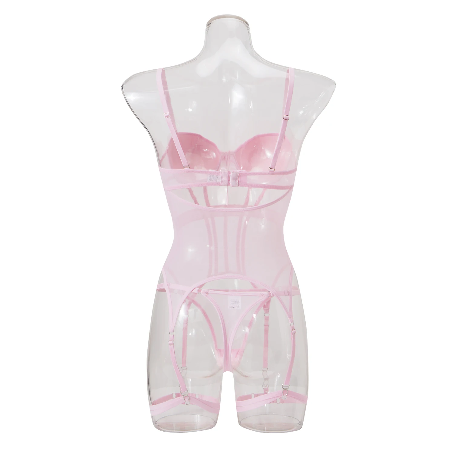 MUZISKAT Mesh Lingerie Luxury Brand Bodysuit Backless Tops for Women 3 Piece Lingerie Set with Garter Sexydresses for Women
