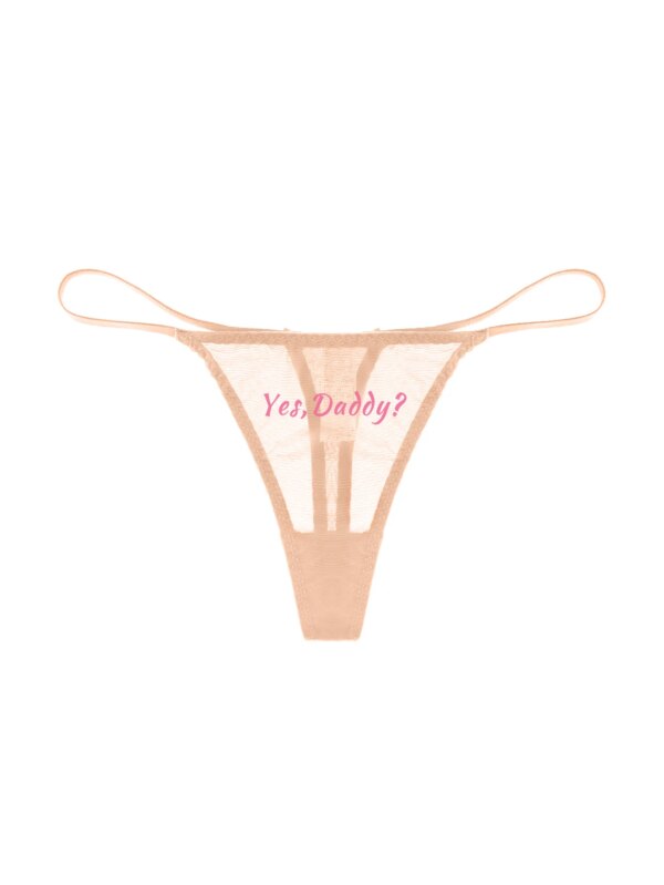 See-through Thong Sexy Fashion G-String Panties Women Mesh T-back Underwear Yes Daddy Prints Lingerie