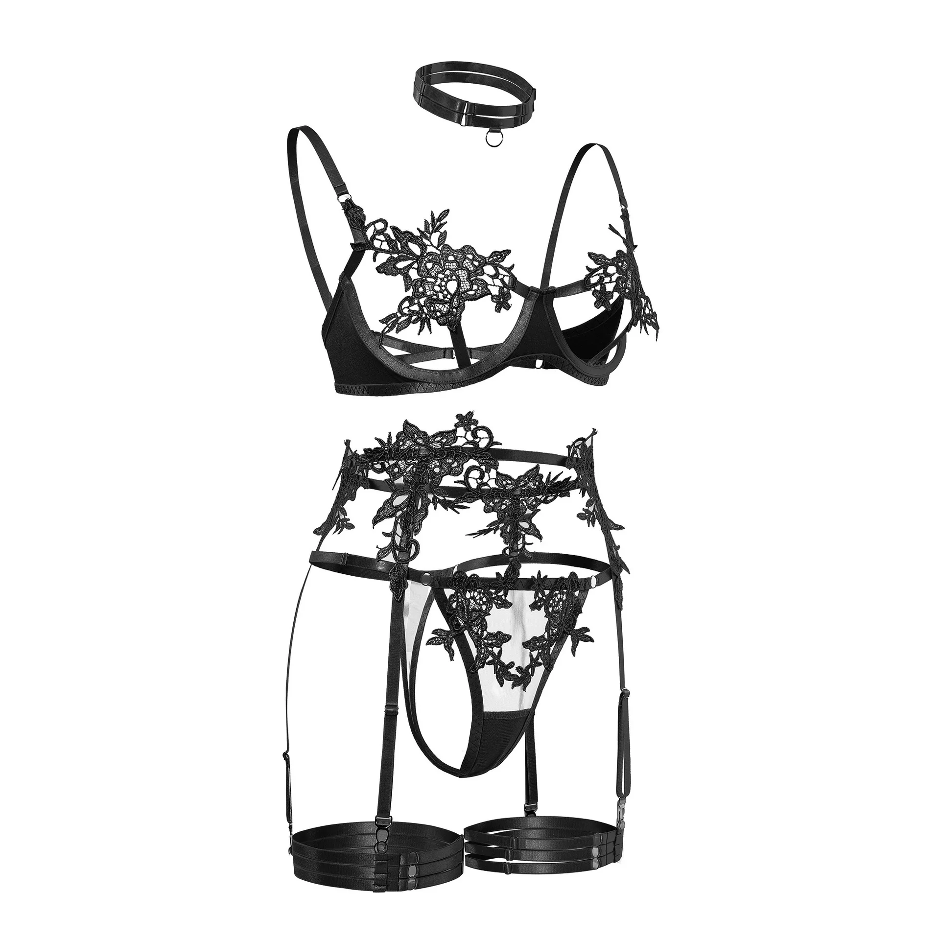 Ellolace Sensual Lingerie Open Bra See Through Fancy Underwear Uncensored Luxury Lace Porn Exotic Sets Sexy Outfits Intimate