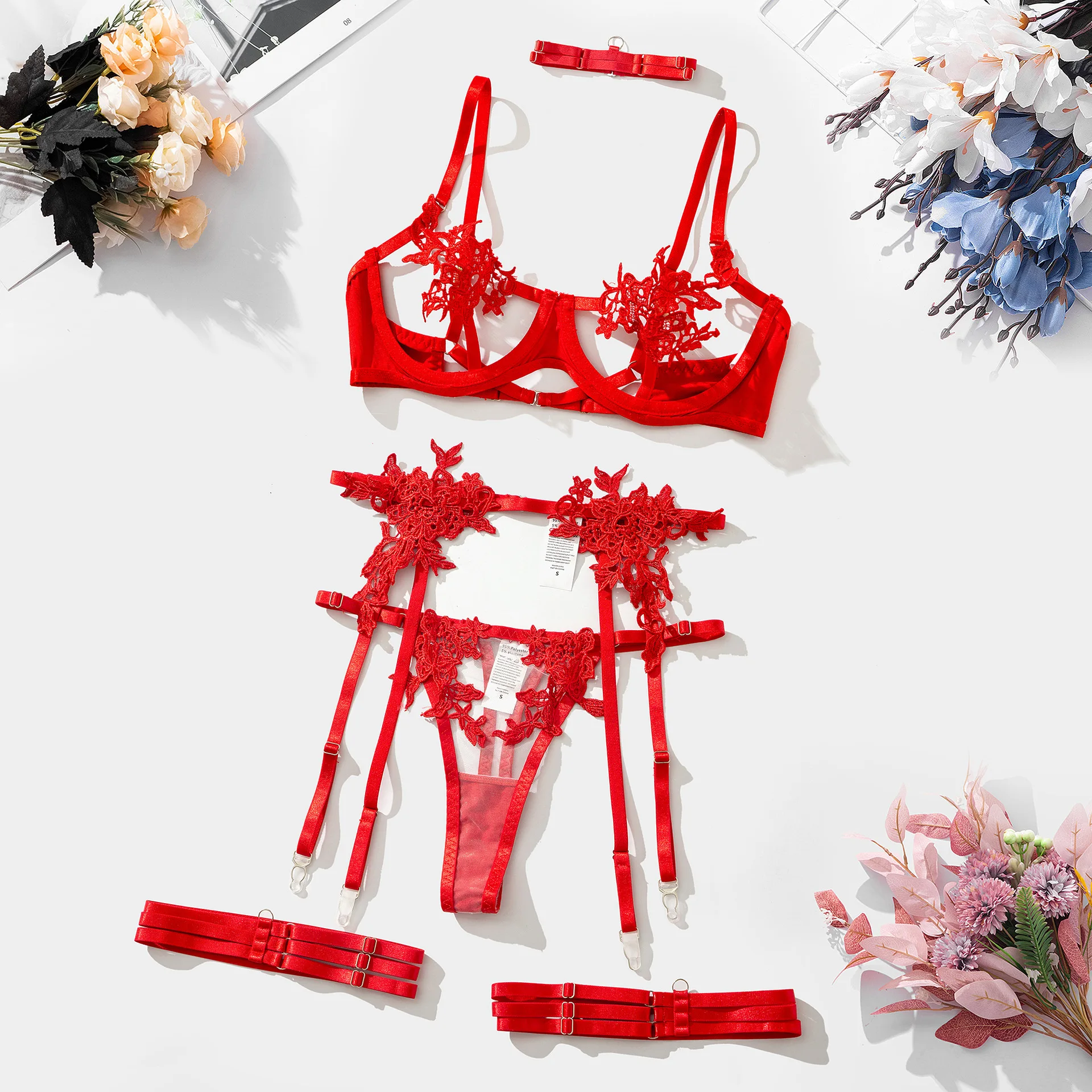 Ellolace Sensual Lingerie Open Bra See Through Fancy Underwear Uncensored Luxury Lace Porn Exotic Sets Sexy Outfits Intimate