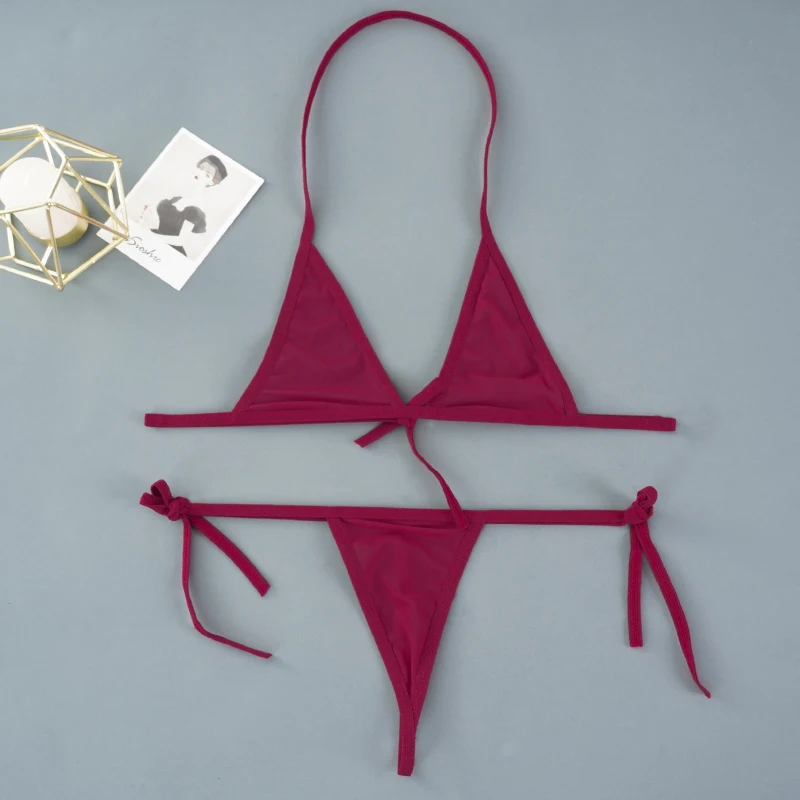 Sexy Mini Bra Sets Wirefree Ultra-thin Mesh Unlined Bra Brief Set Black Transparent 2 Pieces Halter Women's Exotic Lingerie Sets Sexy Mini Bra Sets Wirefree Ultra-thin Mesh Unlined Bra Brief Set Black Transparent 2 Pieces Halter Women's Exotic Lingerie Sets
