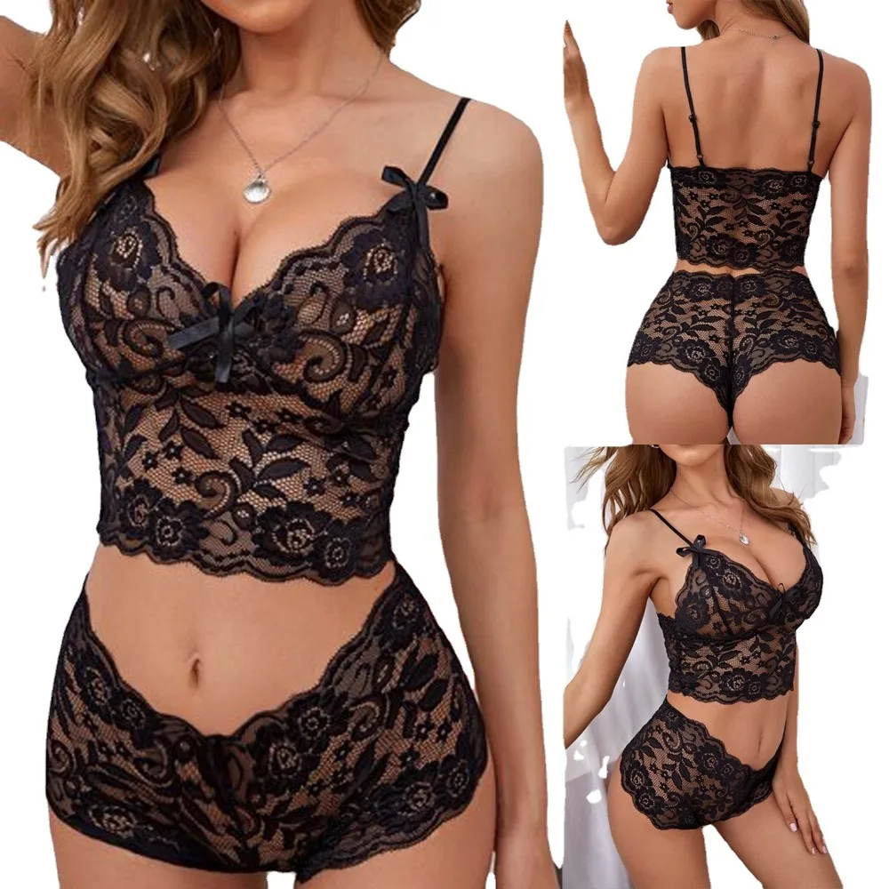 Sexy Women Lingerie Lace Hollow Bra Set Deep V Sex Underwear Топ Женский Lenceria Para Damas Ropa Interior Нижнее Бельё Женское
