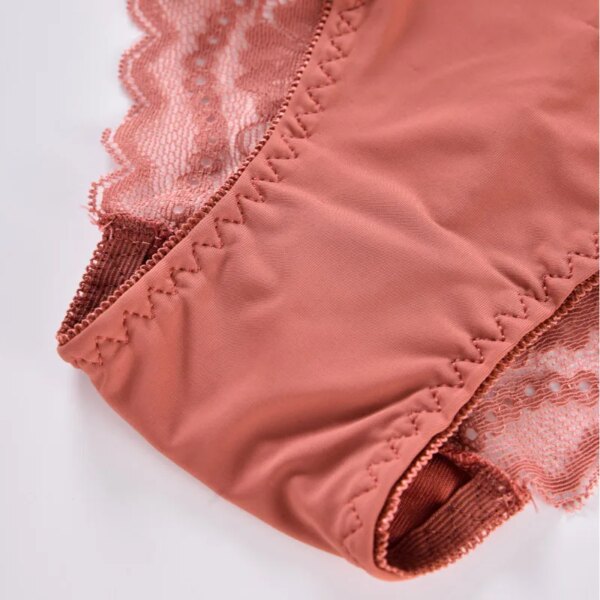 Sexy High Waisted Women's Underwear Elastic Breathable Panties Hollowed Out Embroidery Summer Cool Lingerie Solid Color Fashion