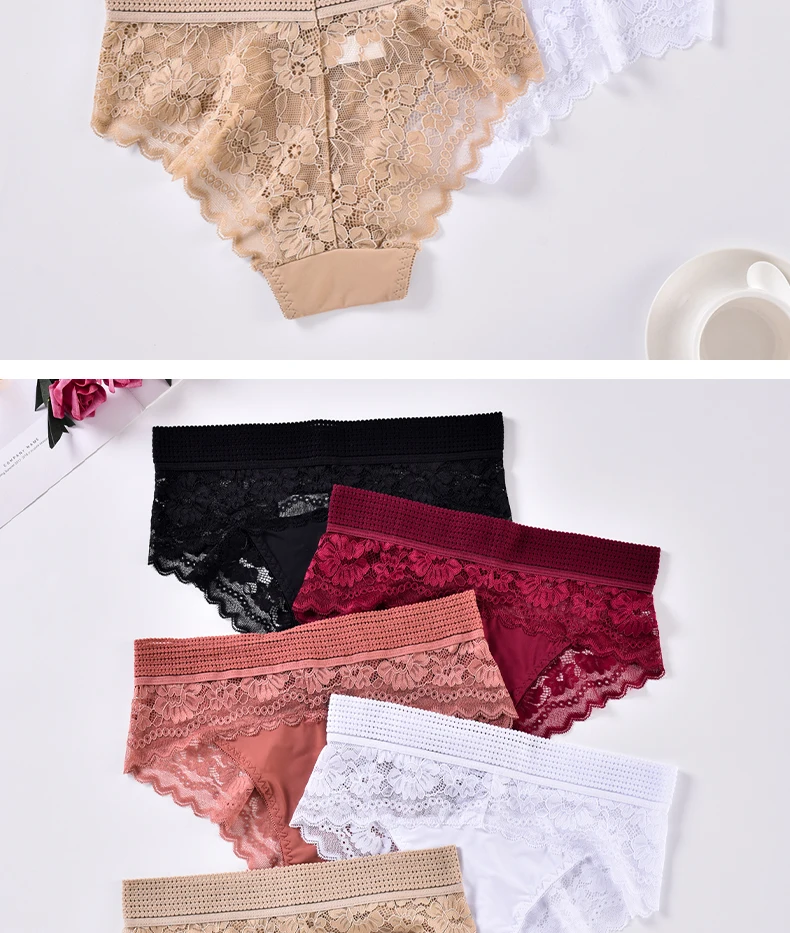 Sexy High Waisted Women's Underwear Elastic Breathable Panties Hollowed Out Embroidery Summer Cool Lingerie Solid Color Fashion Sexy High Waisted Women's Underwear Elastic Breathable Panties Hollowed Out Embroidery Summer Cool Lingerie Solid Color Fashion