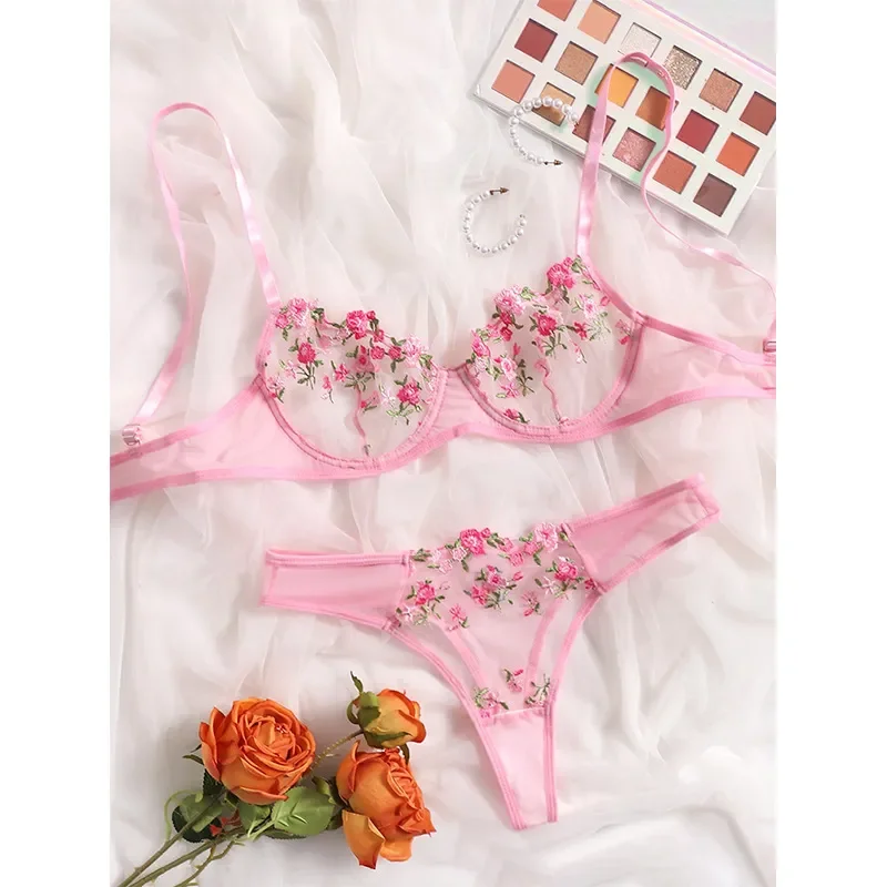 Sexy Lingerie Woman Lace Transparent Underwear Fairy Embroidery Brief Sets Delicate Bra Kit Push Up Breves Sets Sexy Lingerie Woman Lace Transparent Underwear Fairy Embroidery Brief Sets Delicate Bra Kit Push Up Breves Sets