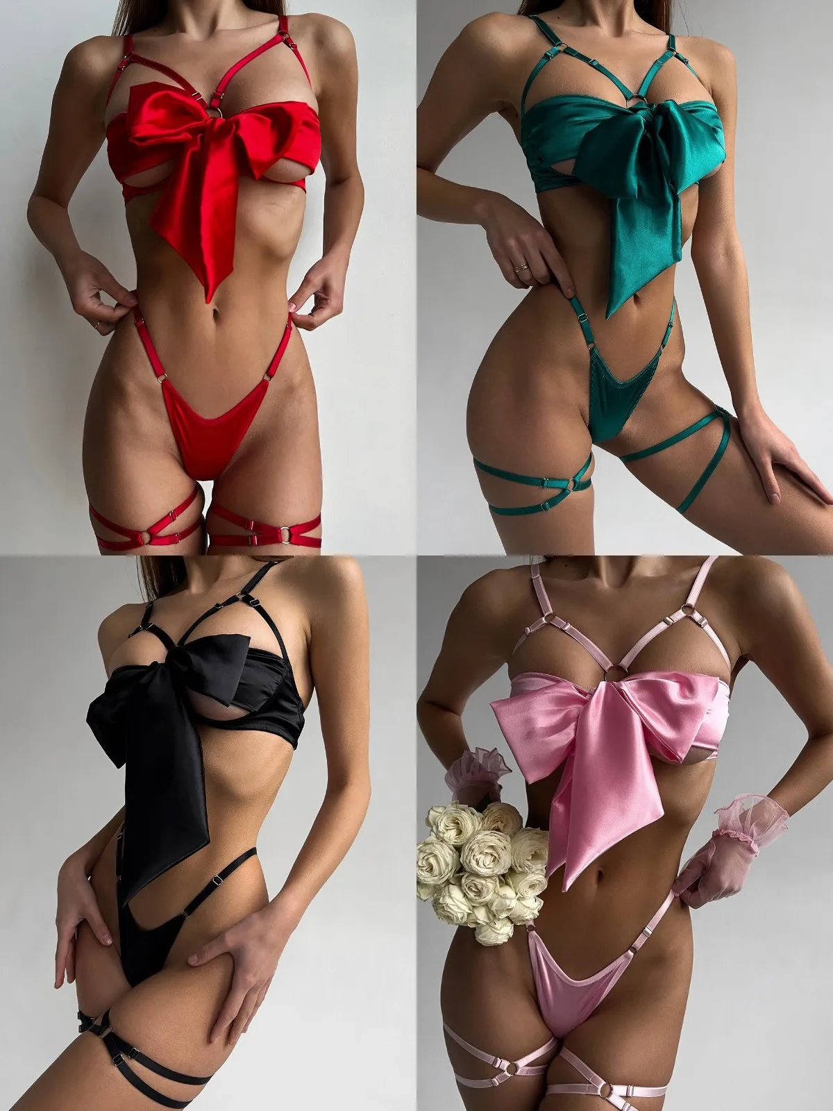 Ellolace Bowknot Lingerie Open Bra Lace Up Sexy Underwear 3-Piece Satin Erotic Outfit Young Girls Uncensored Bilizna Set Of Sex Ellolace Bowknot Lingerie Open Bra Lace Up Sexy Underwear 3-Piece Satin Erotic Outfit Young Girls Uncensored Bilizna Set Of Sex
