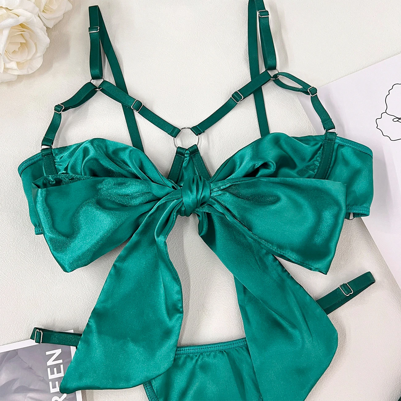 Ellolace Bowknot Lingerie Open Bra Lace Up Sexy Underwear 3-Piece Satin Erotic Outfit Young Girls Uncensored Bilizna Set Of Sex Ellolace Bowknot Lingerie Open Bra Lace Up Sexy Underwear 3-Piece Satin Erotic Outfit Young Girls Uncensored Bilizna Set Of Sex